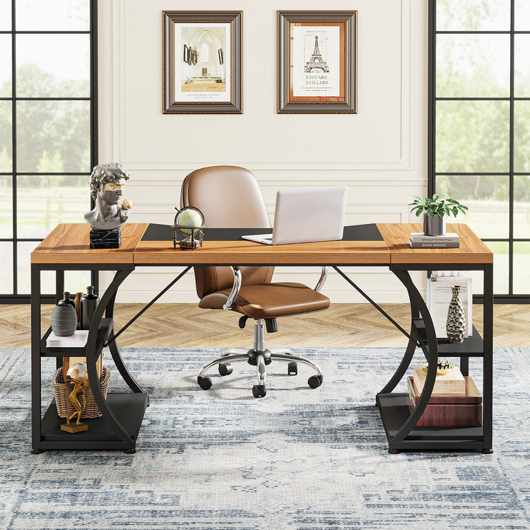 63" Computer Desk, Large Home Office Desks with Storage Shelves Tribesigns