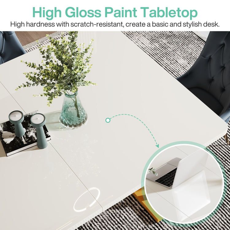 63" Dining Table for 4-6, Modern Kitchen Table with Metal Base Tribesigns