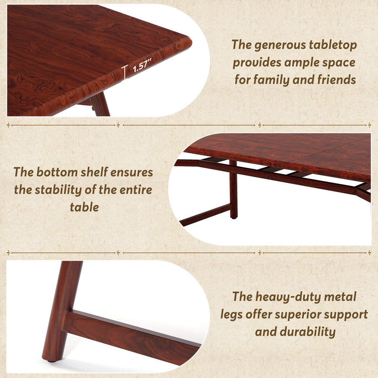63" Dining Table for 4-6, Rectangular Kitchen Dinner Table with Metal Legs Tribesigns