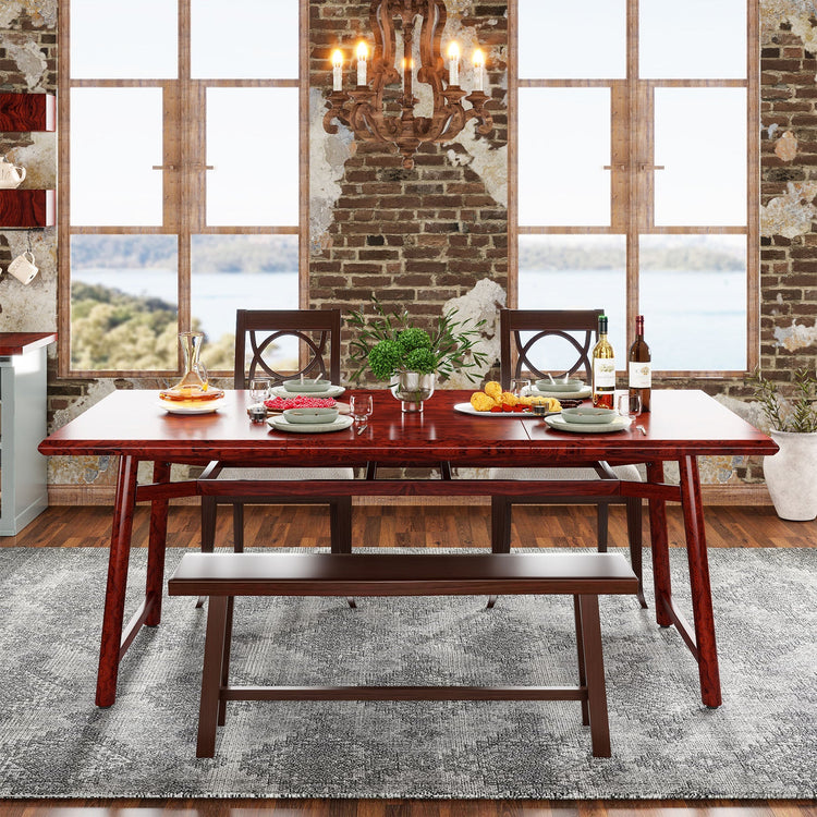 63" Dining Table for 4-6, Rectangular Kitchen Dinner Table with Metal Legs Tribesigns