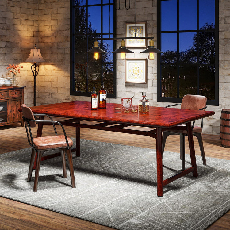 63" Dining Table for 4-6, Rectangular Kitchen Dinner Table with Metal Legs Tribesigns