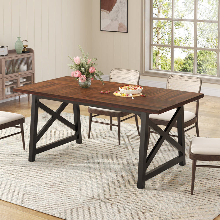 63" Dining Table for 4 to 6 People, Wood Rectangular Kitchen Table Tribesigns