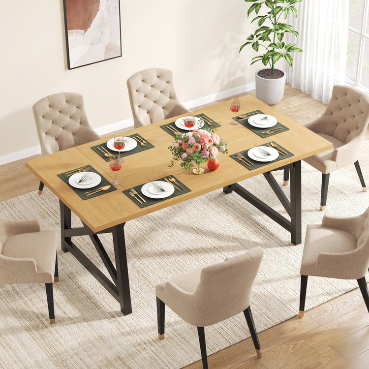 63" Dining Table for 4 to 6 People, Wood Rectangular Kitchen Table Tribesigns