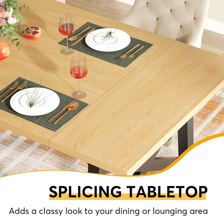 63" Dining Table for 4 to 6 People, Wood Rectangular Kitchen Table Tribesigns