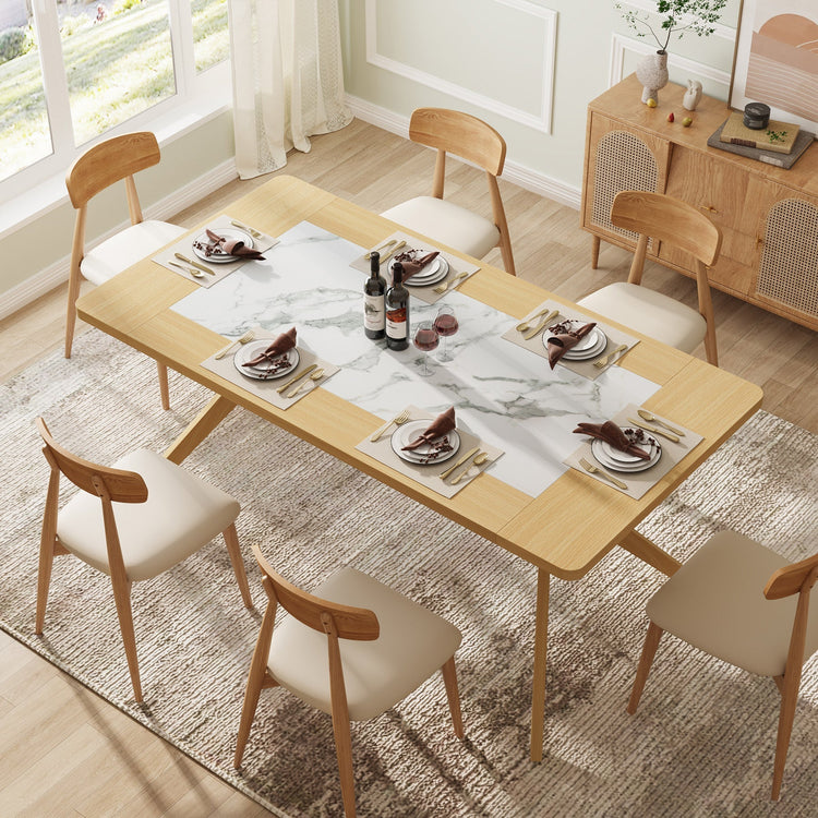 63" Dining Table for 6, Kitchen Table with X-Shaped Solid Wood Legs Tribesigns