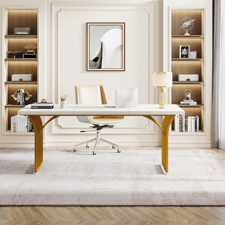 63" Executive Desk, Modern Computer Desk Writing Table with Metal Frame Tribesigns