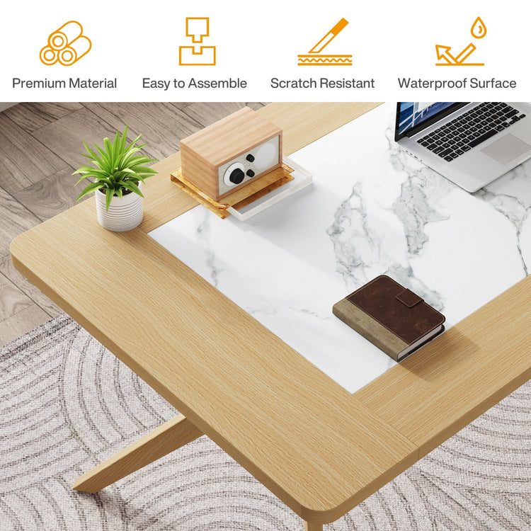 63" Executive Desk, Modern Office Desk with Solid Wood X-Shape Frame Tribesigns