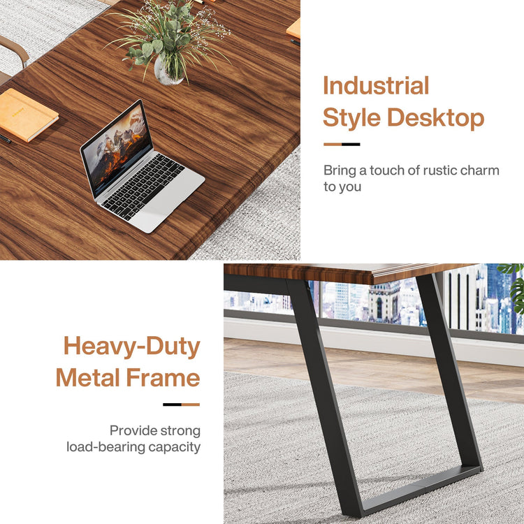 63" Executive Desk, Simple Wood Computer Writing Desk Tribesigns