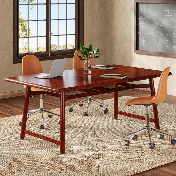 63" Executive Desk, Wood Computer Desk with Heavy-Duty Metal Legs Tribesigns