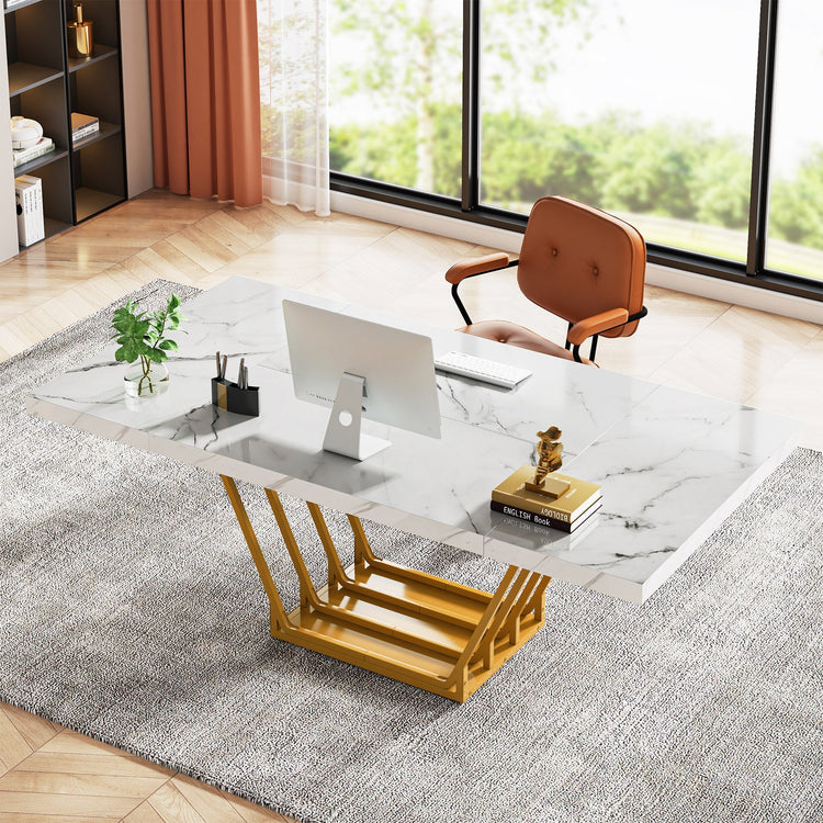 63-Inch Executive Desk Modern Computer Desk with Metal Frame Tribesigns