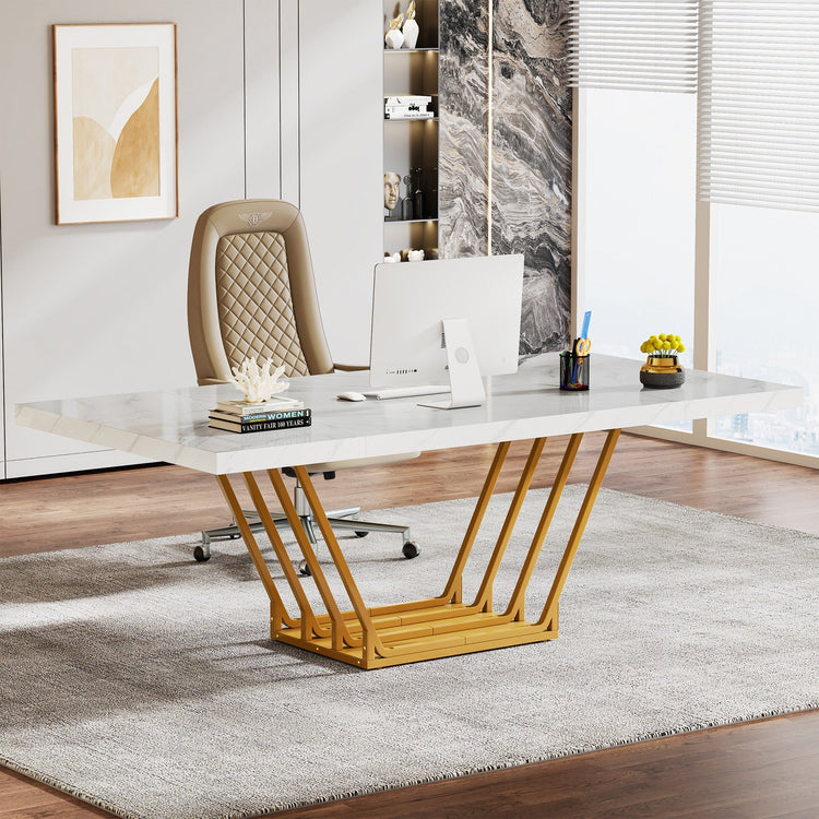 63-Inch Executive Desk Modern Computer Desk with Metal Frame Tribesigns