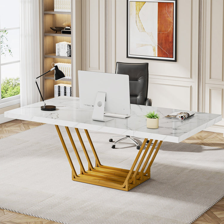 63-Inch Executive Desk Modern Computer Desk with Metal Frame Tribesigns