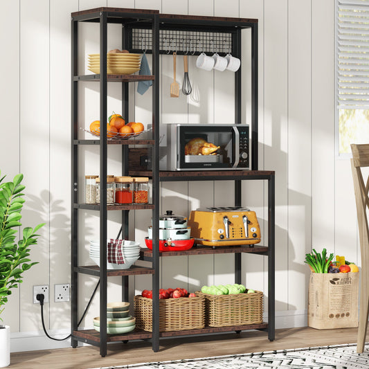 8-Tier Kitchen Baker's Rack with Power Outlets, Microwave Oven Stand Tribesigns