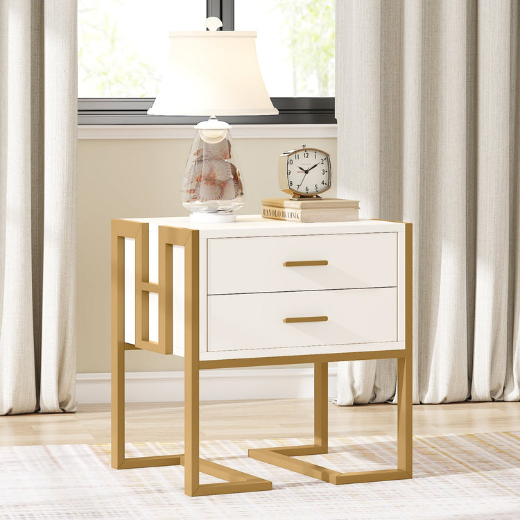 Nightstand, 21" Wide Bedside End Table with 2-Drawer Tribesigns