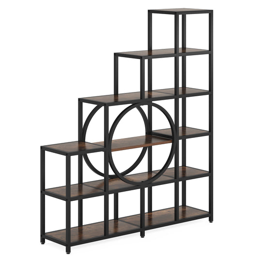 65" Ladder Bookshelf, 6-Tier Bookshelf 12 Cubes Stepped Etagere Bookcase Tribesigns