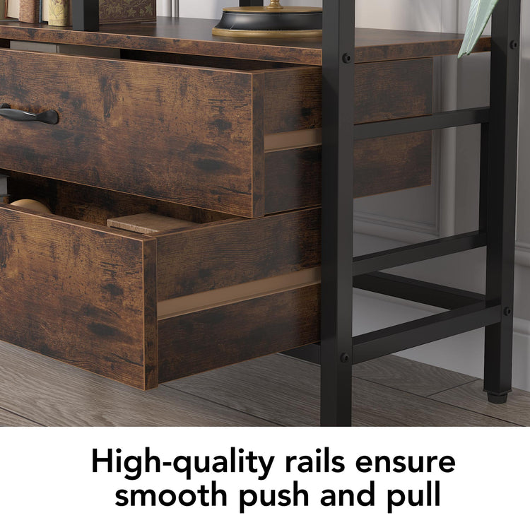 67" Bookshelf, Freestanding Etagere Bookcase with 2 Drawers & Shelves Tribesigns