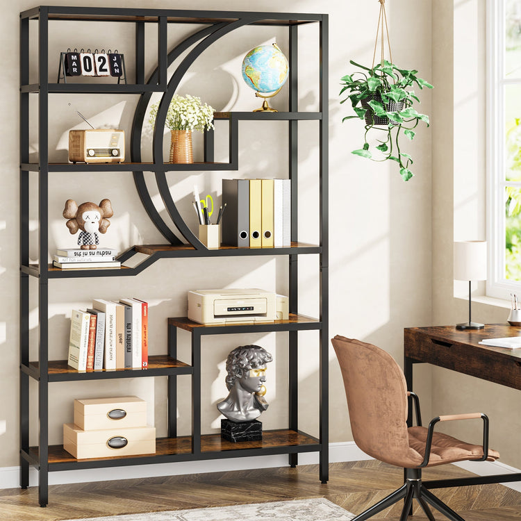 69" Tall Bookshelf, Freestanding Etagere Bookcase Open Display Shelf Tribesigns