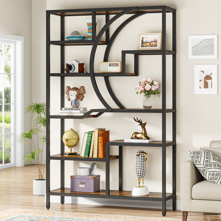 69" Tall Bookshelf, Freestanding Etagere Bookcase Open Display Shelf Tribesigns