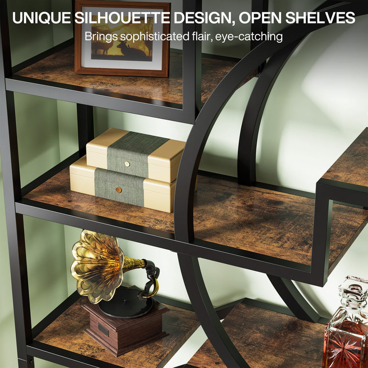 69" Tall Bookshelf, Freestanding Etagere Bookcase Open Display Shelf Tribesigns