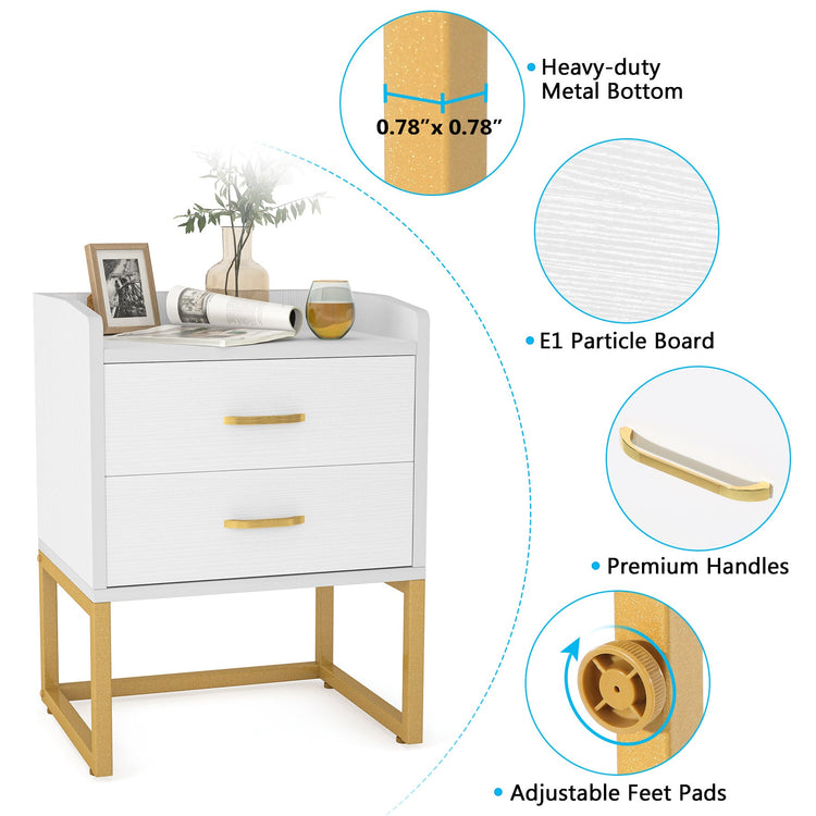 Nightstand, Modern 2-Drawer Bedside Table Wood Sofa End Table Tribesigns
