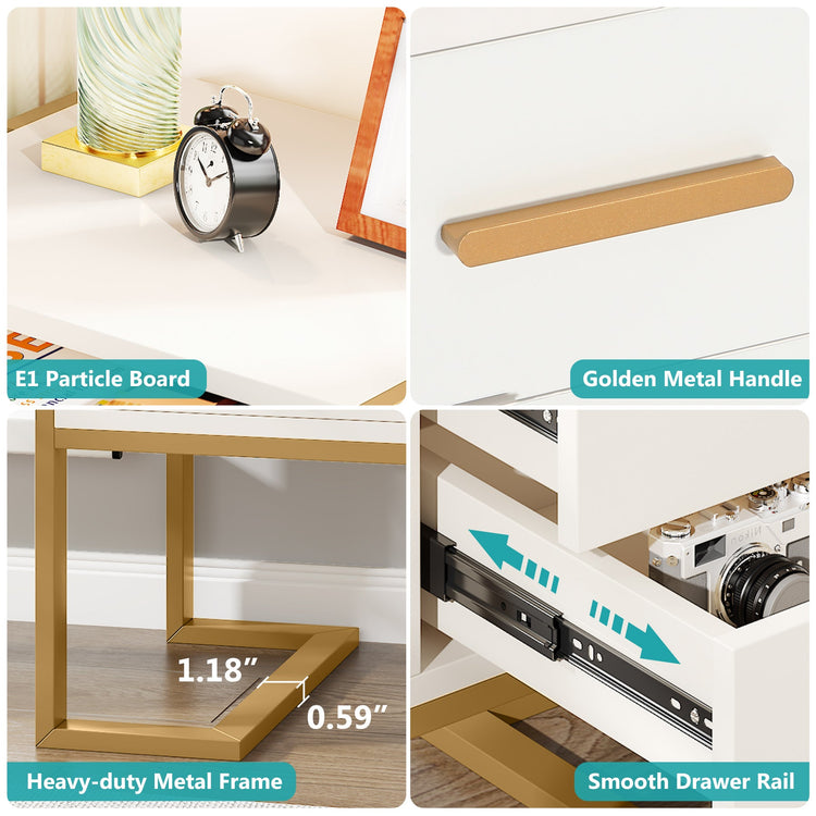 Nightstand, 21" Wide Bedside End Table with 2-Drawer Tribesigns