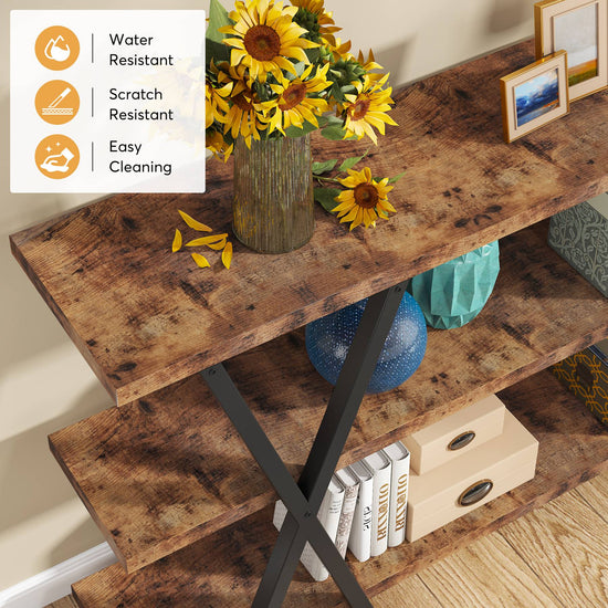 Console Table, 3-Tier Narrow Long Sofa Table with Storage Tribesigns