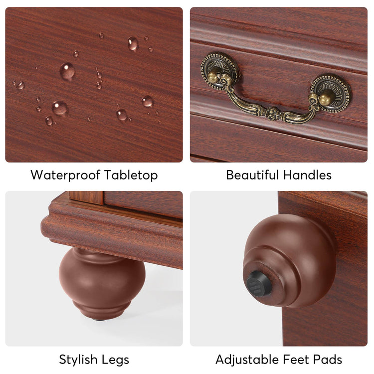 Nightstand, Traditional Bedside Table End Table with 3 Drawers Tribesigns