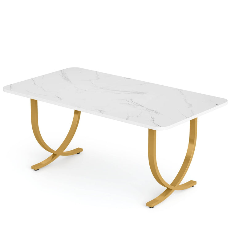 63" Modern Dining Table Kitchen Table with Faux Marble Table Top Tribesigns