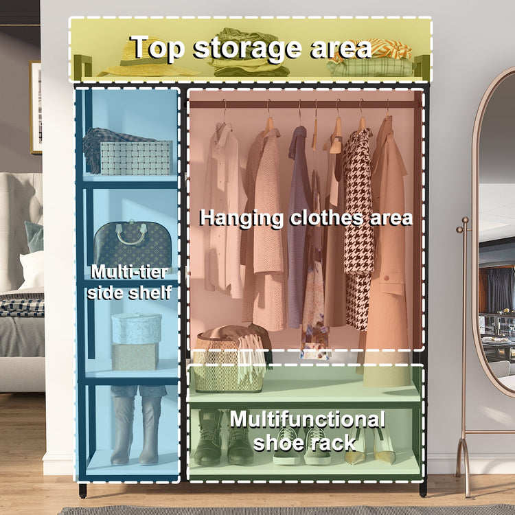 Freestanding Closet Organizer, Garment Rack with 6 Shelves Tribesigns