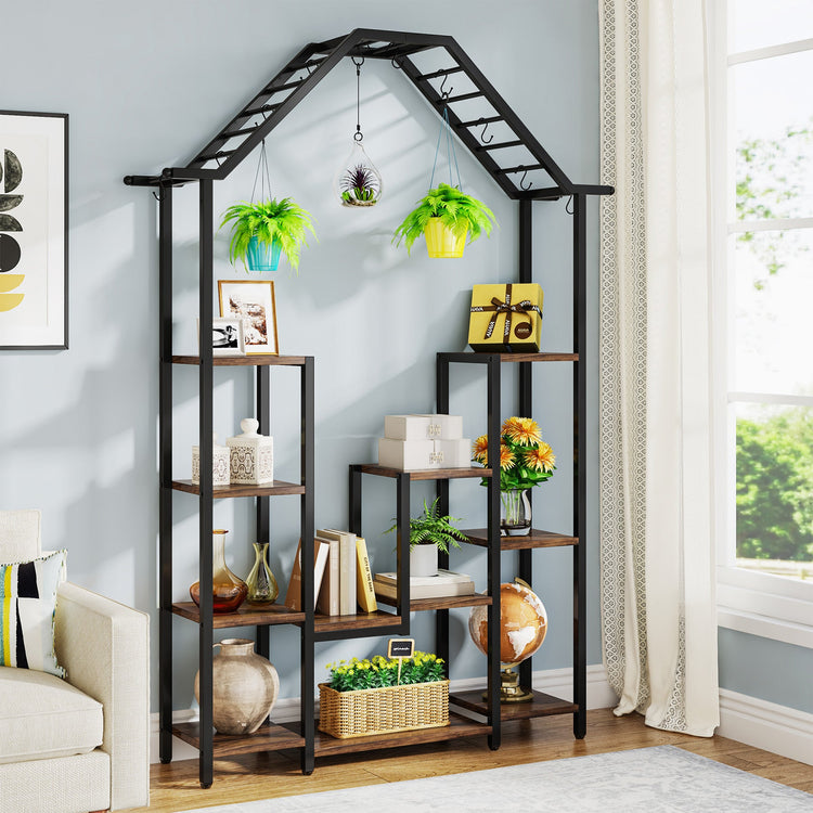 11-Tier Plant Stand with 10 S-Hooks, 71.3" Plant Rack Flower Stand Tribesigns