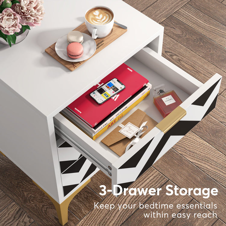 Nightstand, Modern 3-Drawer End Table Bedside Table for Bedroom Tribesigns