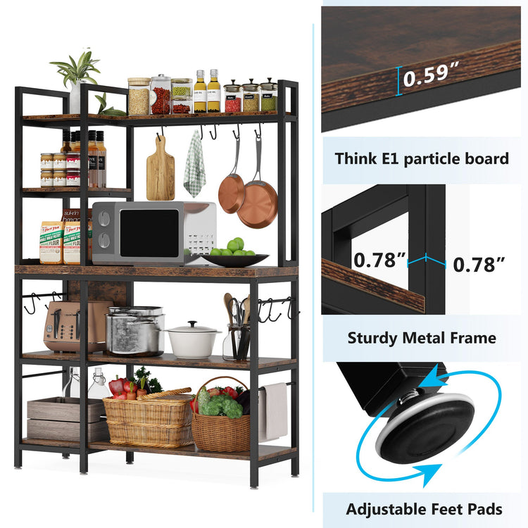 Kitchen Baker's Rack, 5-Tier Utility Storage Shelf with Hutch Tribesigns