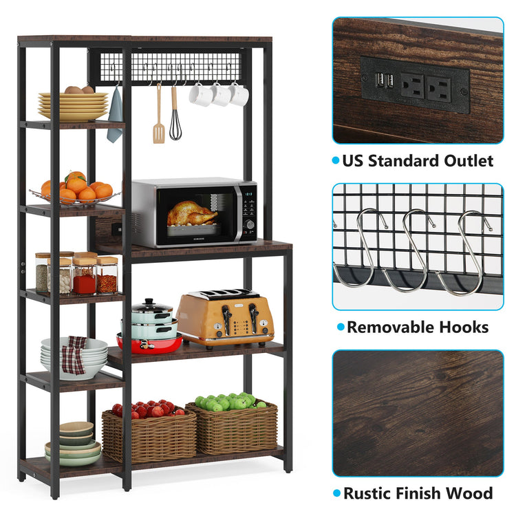 8-Tier Kitchen Baker's Rack with Power Outlets, Microwave Oven Stand Tribesigns