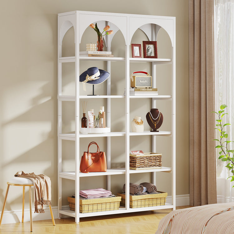 5 Tiers Bookshelf, 70.9" Modern Arched Etagere Bookcase Display Shelf Tribesigns