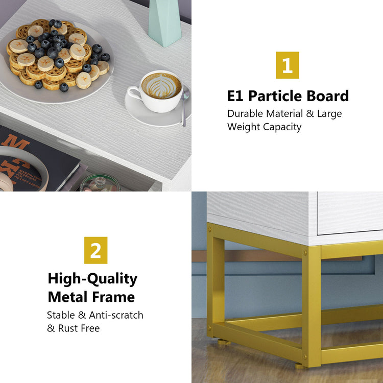 Nightstand, Modern Sofa Side Table, 2 Drawers End Table Tribesigns