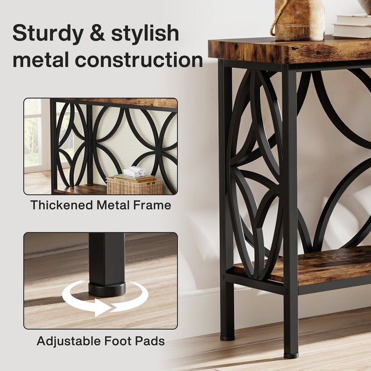2-Tier Console Table, 70.9" Industrial Sofa Table Behind Couch Tribesigns