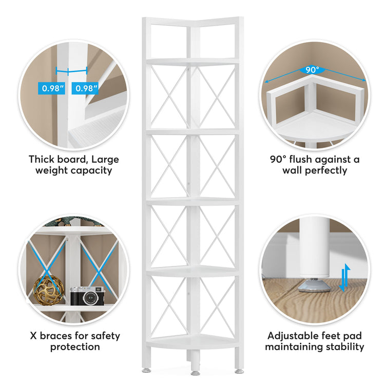 Tribesigns Corner Shelf, 5 Tier Corner Bookshelf and Bookcase Tribesigns