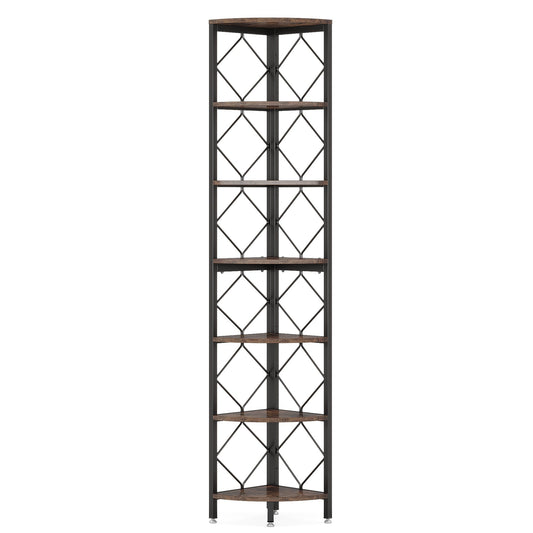 7-Tier Corner Shelf, 78.7” Corner Bookcase Slim Corner Storage Rack Tribesigns