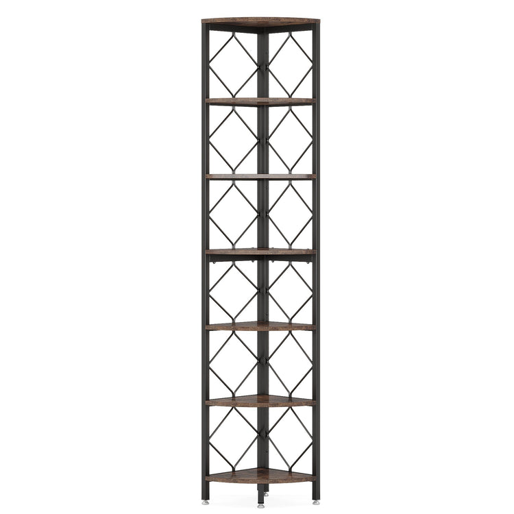 7-Tier Corner Shelf, 78.7” Corner Bookcase Slim Corner Storage Rack Tribesigns