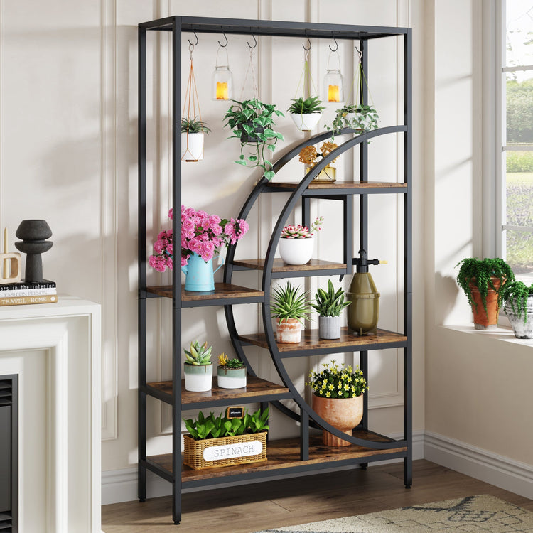 70.9" Tall Plant Stand, 7 Tier Flower Pots Display Rack with 6 Hooks Tribesigns