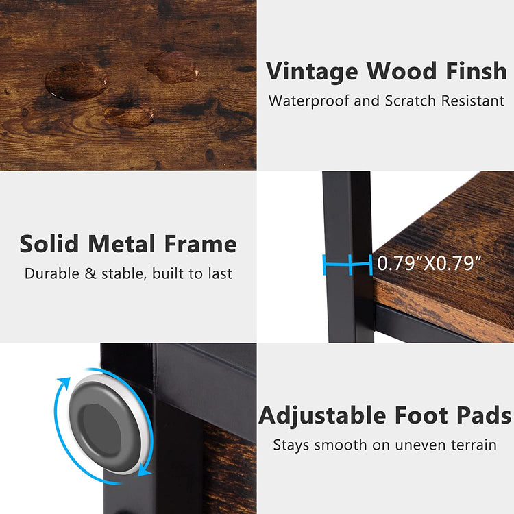 Console Table, Industrial 3-Tier Sofa Entryway Table with Open Shelves Tribesigns