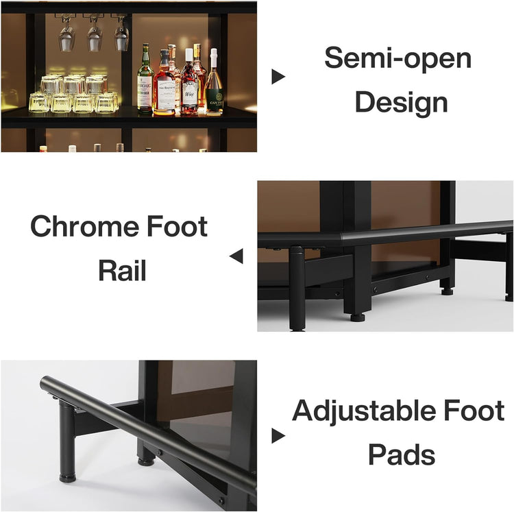 Home Bar Unit, 4-Tier MetalBar Cabinet with Tan Acrylic Curved Front Tribesigns