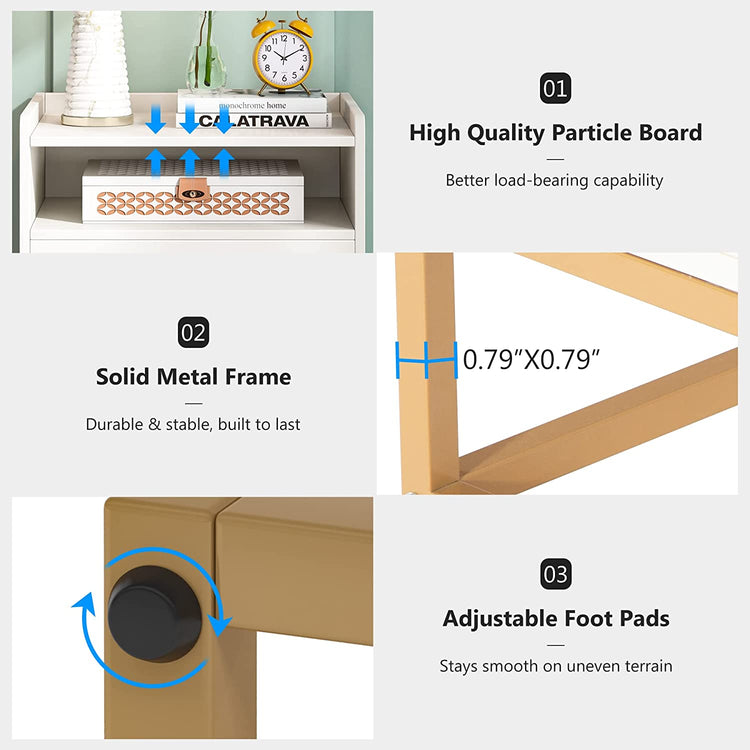 Nightstand, Modern Bedside Table with Cabinet and Storage Shelf Tribesigns