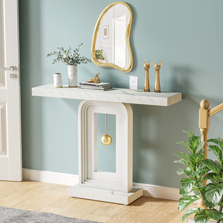 39.5" Console Table, Modern Sofa Entryway Table with Gold Decor Tribesigns