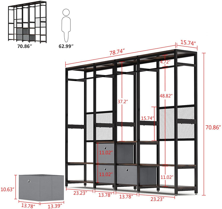 Freestanding Closet Organizer, Heavy Duty Clothes Closet Tribesigns