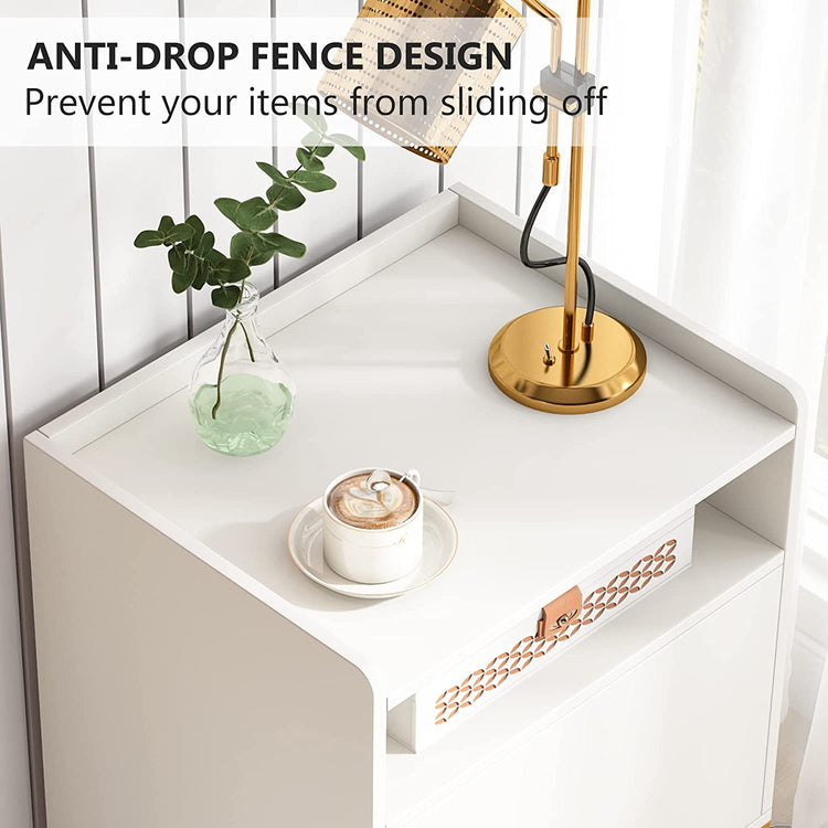 Nightstand, Modern Bedside Table with Cabinet and Storage Shelf Tribesigns