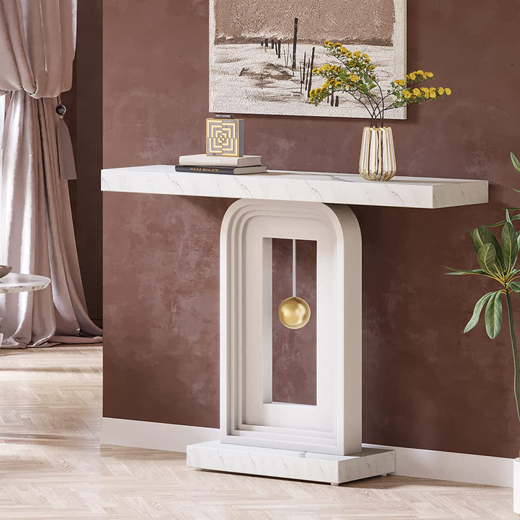 39.5" Console Table, Modern Sofa Entryway Table with Gold Decor Tribesigns