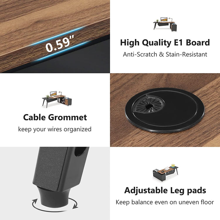 Tribesigns L-Shaped Desk, 78.74 Inch Executive Office Desk with File Cabinet Tribesigns