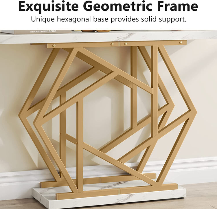 Console Table, Modern 47" Sofa Table with Gold Metal Base Tribesigns