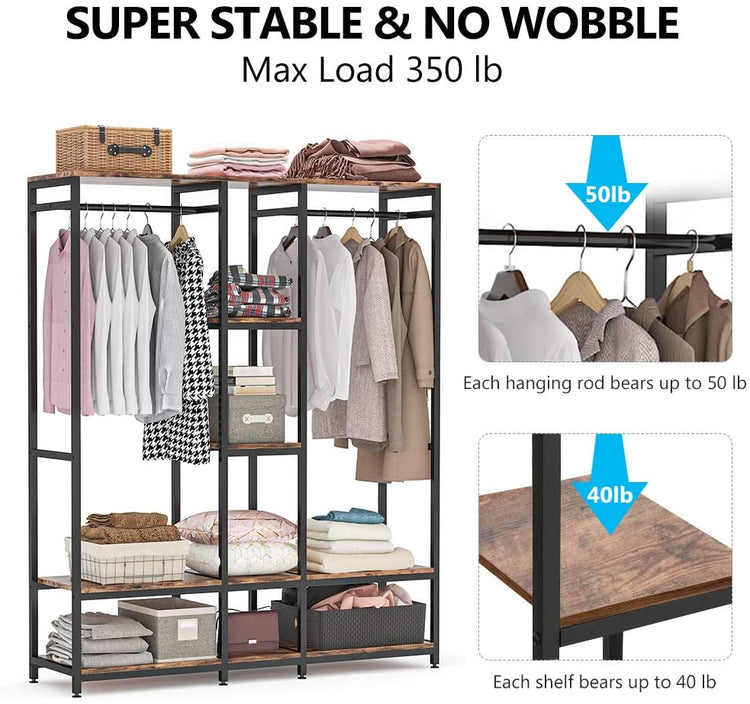 Freestanding Closet Organizer, Double Rod Clothes Rack Tribesigns
